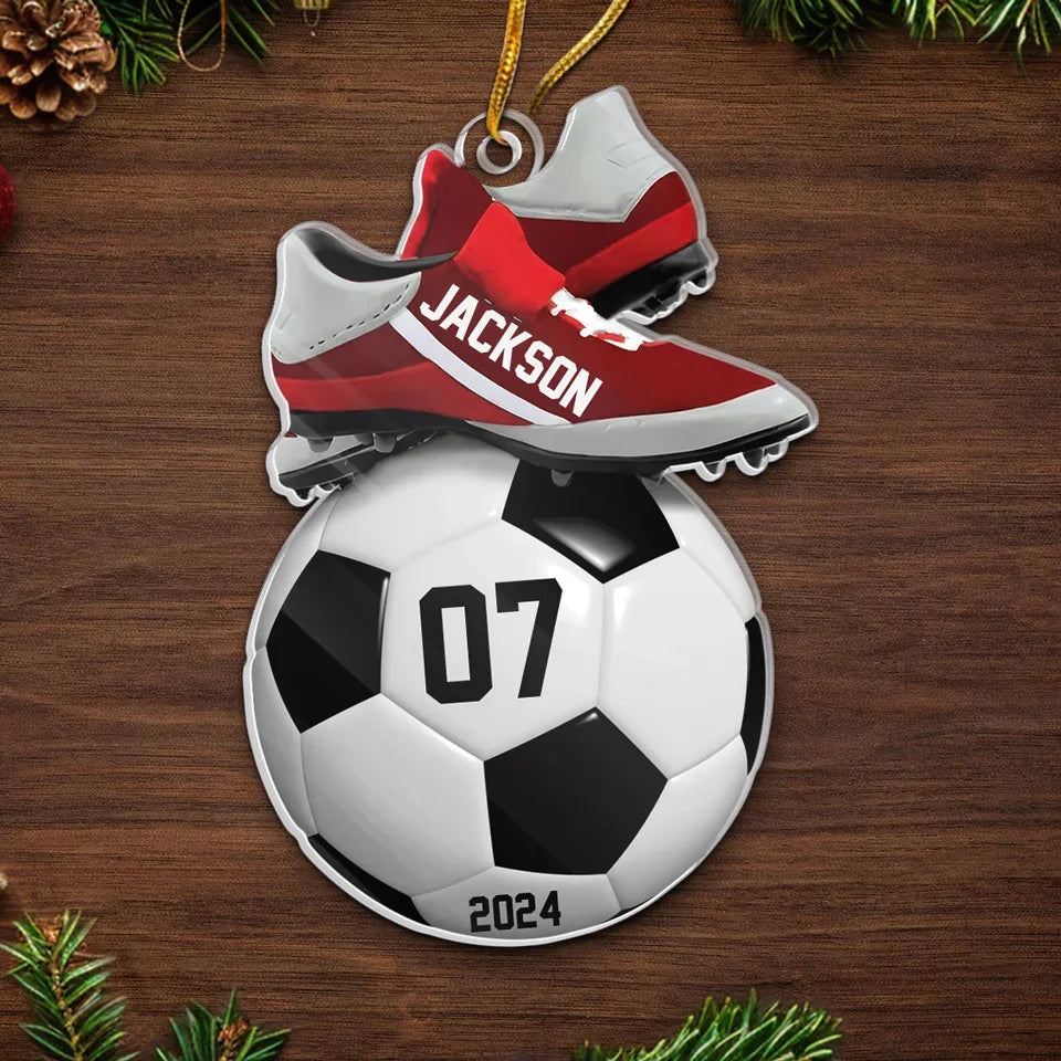 Ornement de Noël personnalisé pour le football « Coup d'envoi 2024 »