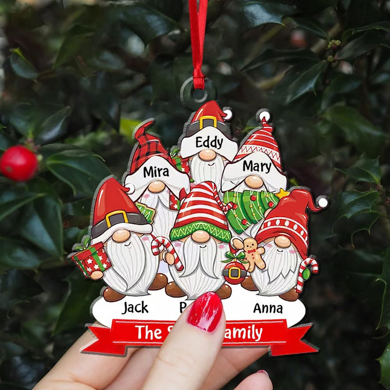 Ornement de Noël personnalisé - Famille Gnome avec noms