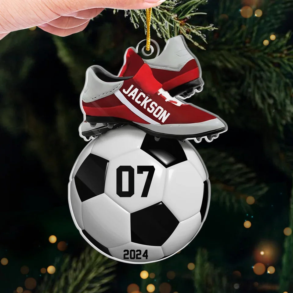 Ornement de Noël personnalisé pour le football « Coup d'envoi 2024 »