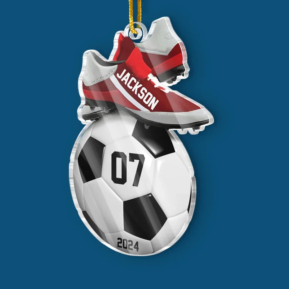 Ornement de Noël personnalisé pour le football « Coup d'envoi 2024 »