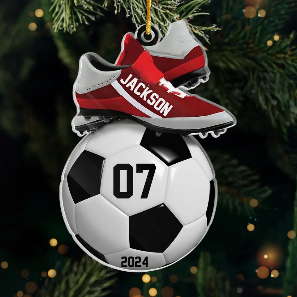 Ornement de Noël personnalisé pour le football « Coup d'envoi 2024 »