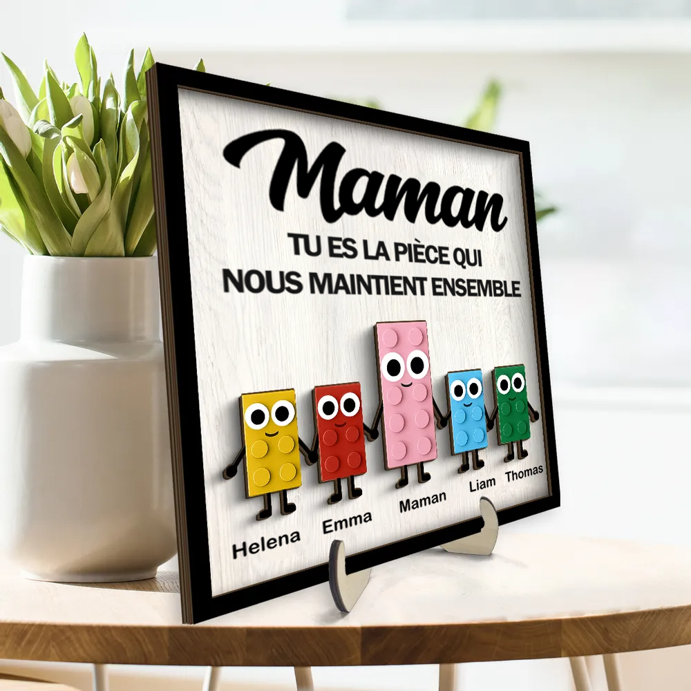 Plaque en bois personnalisée à 2 couches – Puzzle mignon