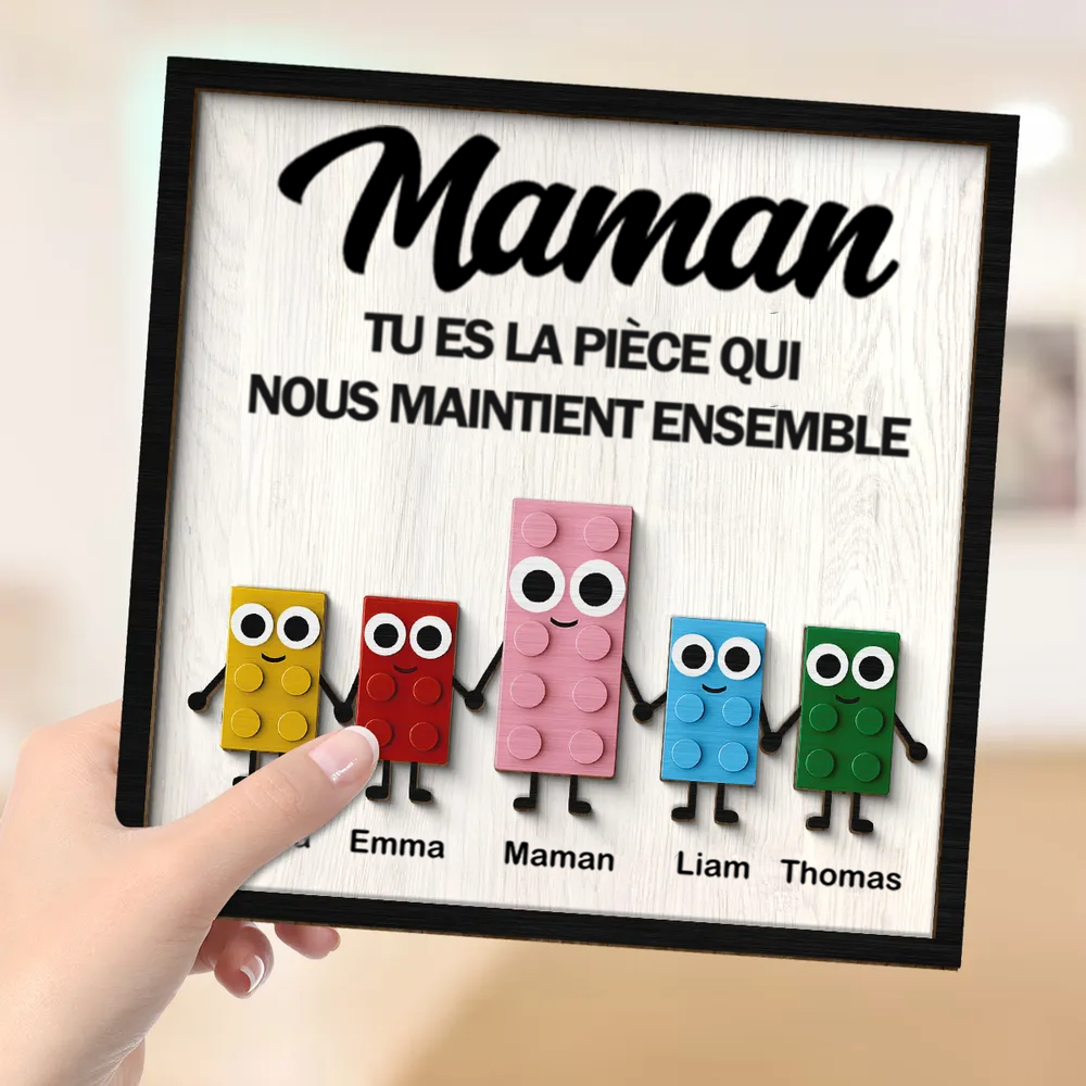 Plaque en bois personnalisée à 2 couches – Puzzle mignon