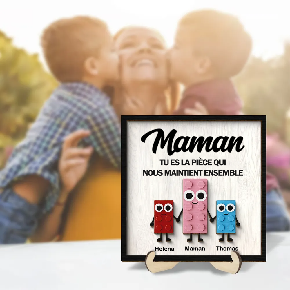 Plaque en bois personnalisée à 2 couches – Puzzle mignon