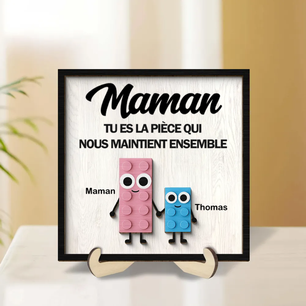 Plaque en bois personnalisée à 2 couches – Puzzle mignon