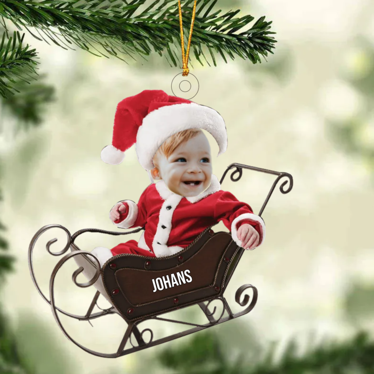 Bébé Photo Père Noël Décorations de Noël avec nom