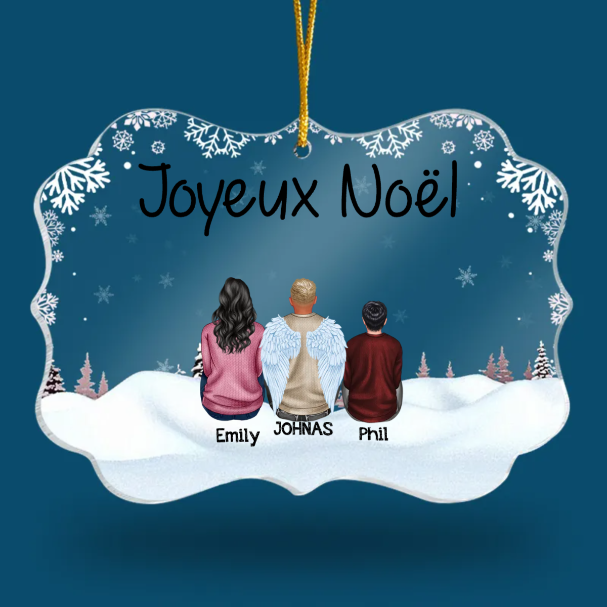Pendentif de Noël avec texte personnalisé-Cadeau pour la famille-Ornament acrylique Décorations de Noël