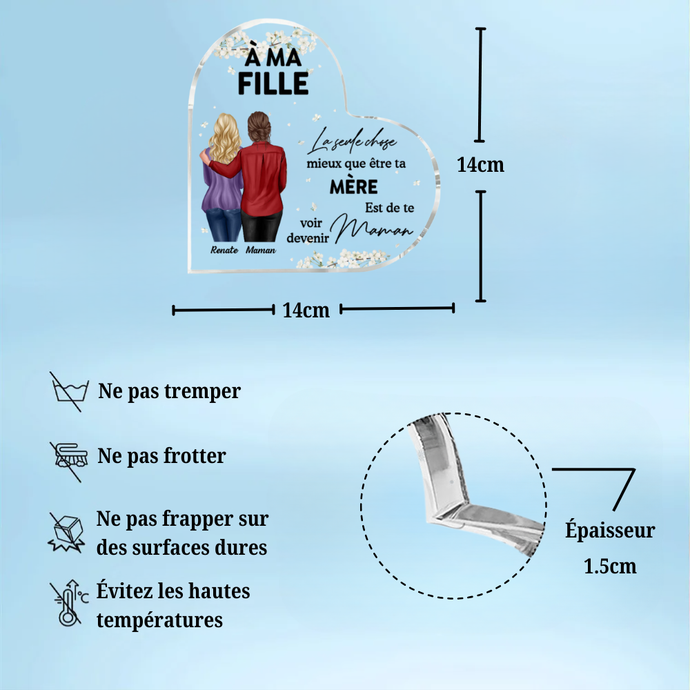 Cœur debout personnalisé pour fille, cadeaux pour la fête des mères