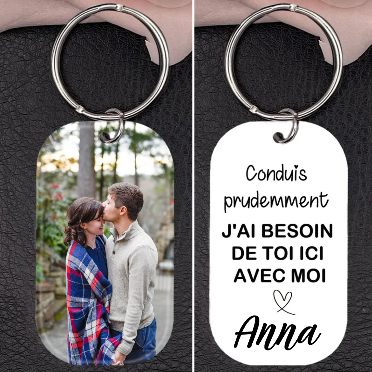 Acrylique Conduite prudente Photo Porte-clés avec nom-Cadeaux de Saint-Valentin