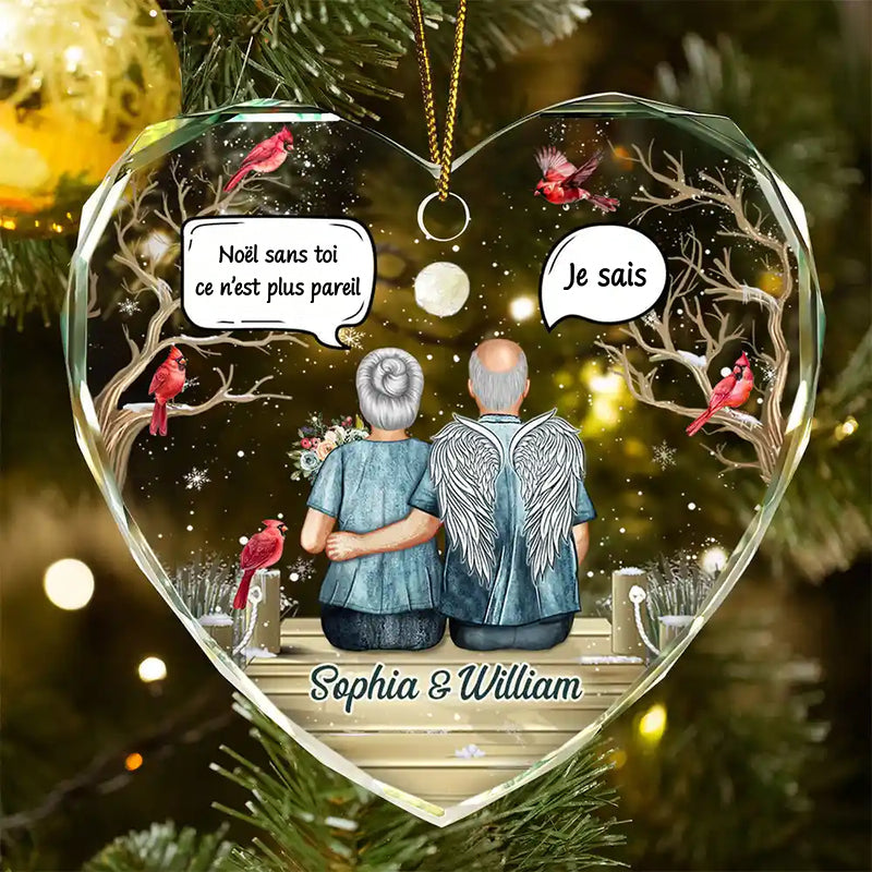 Ornement en verre en forme de cœur – Décoration de Noël commémorative, cadeau de deuil