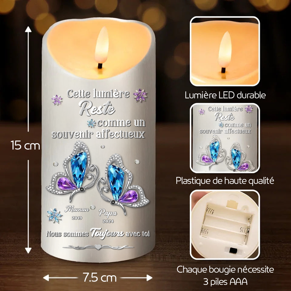 Papillons – Bougie LED personnalisée avec prénom, cadeau commémoratif