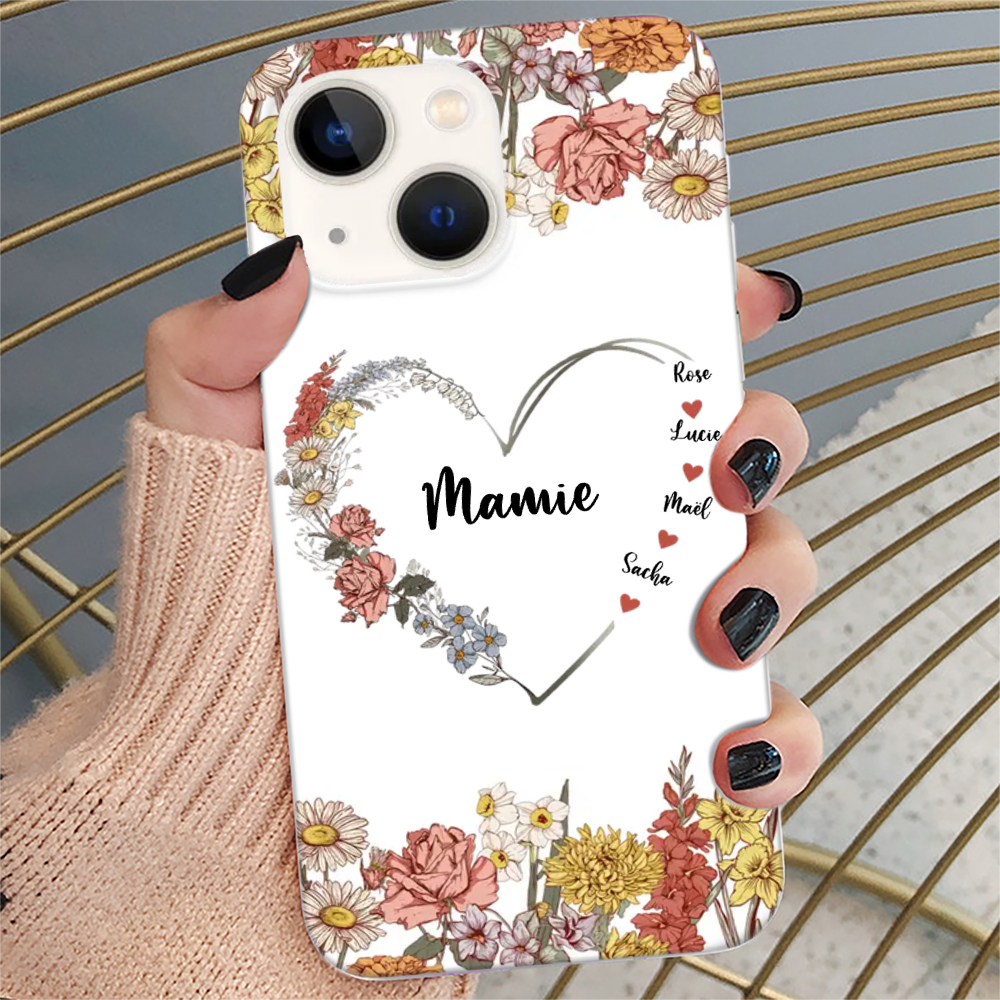 Étui personnalisé pour iPhone et Samsung avec fleurs