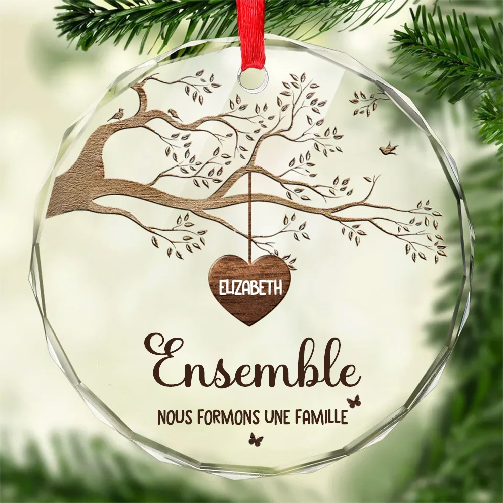 Pendentif de Noël personnalisé Arbre généalogique avec noms pour la famille