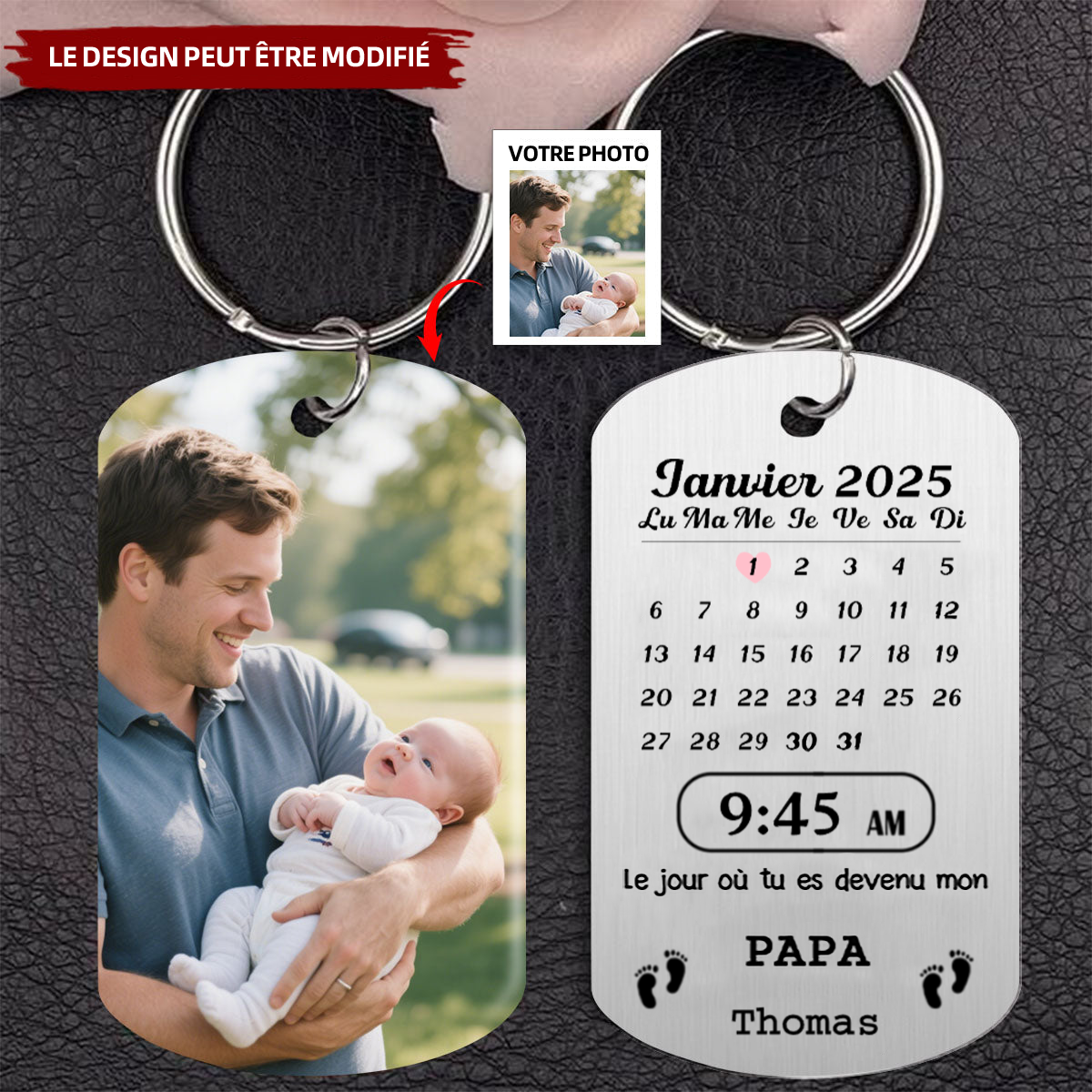Le jour où tu deviendras mon...- Porte-clés calendrier avec photo