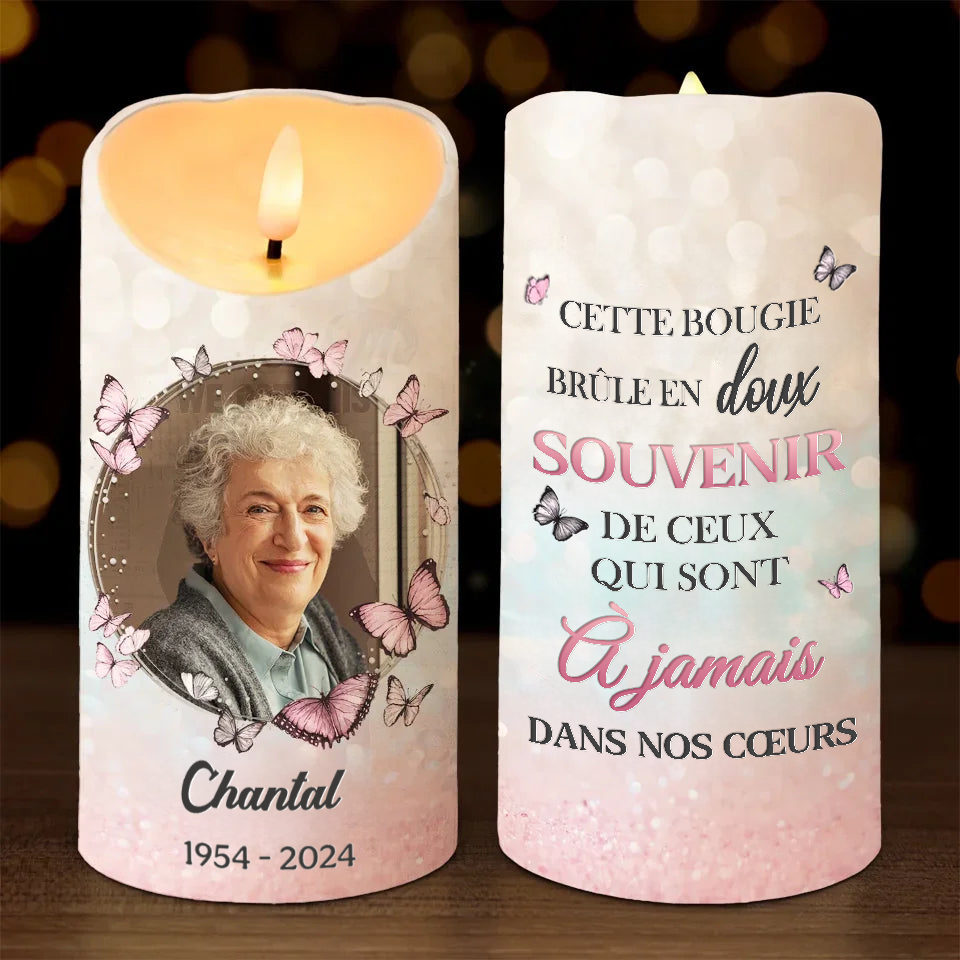 En souvenir affectueux de... – Bougie LED funéraire personnalisée avec photo