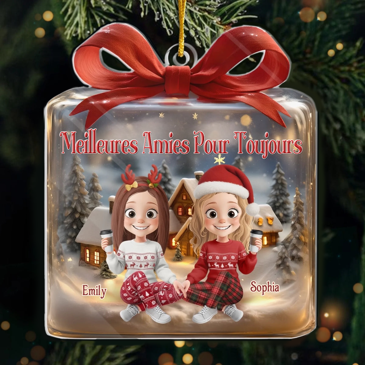 Pendentif de Noël personnalisé en acrylique, cadeau pour meilleure amie et sœur