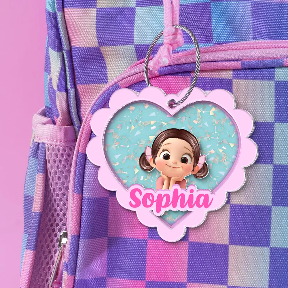 Porte-clés en acrylique avec cœur et nom – Cadeau pour enfants