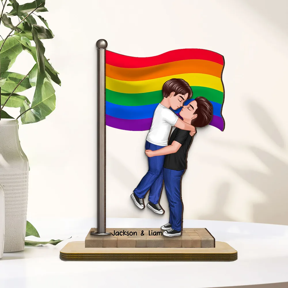 Panneau en bois personnalisé à 2 couches avec drapeau – Cadeau pour couple