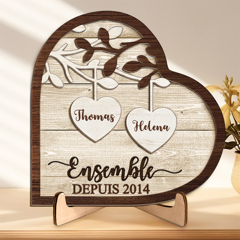 Ensemble depuis... – Plaque en bois personnalisée pour couple amoureux