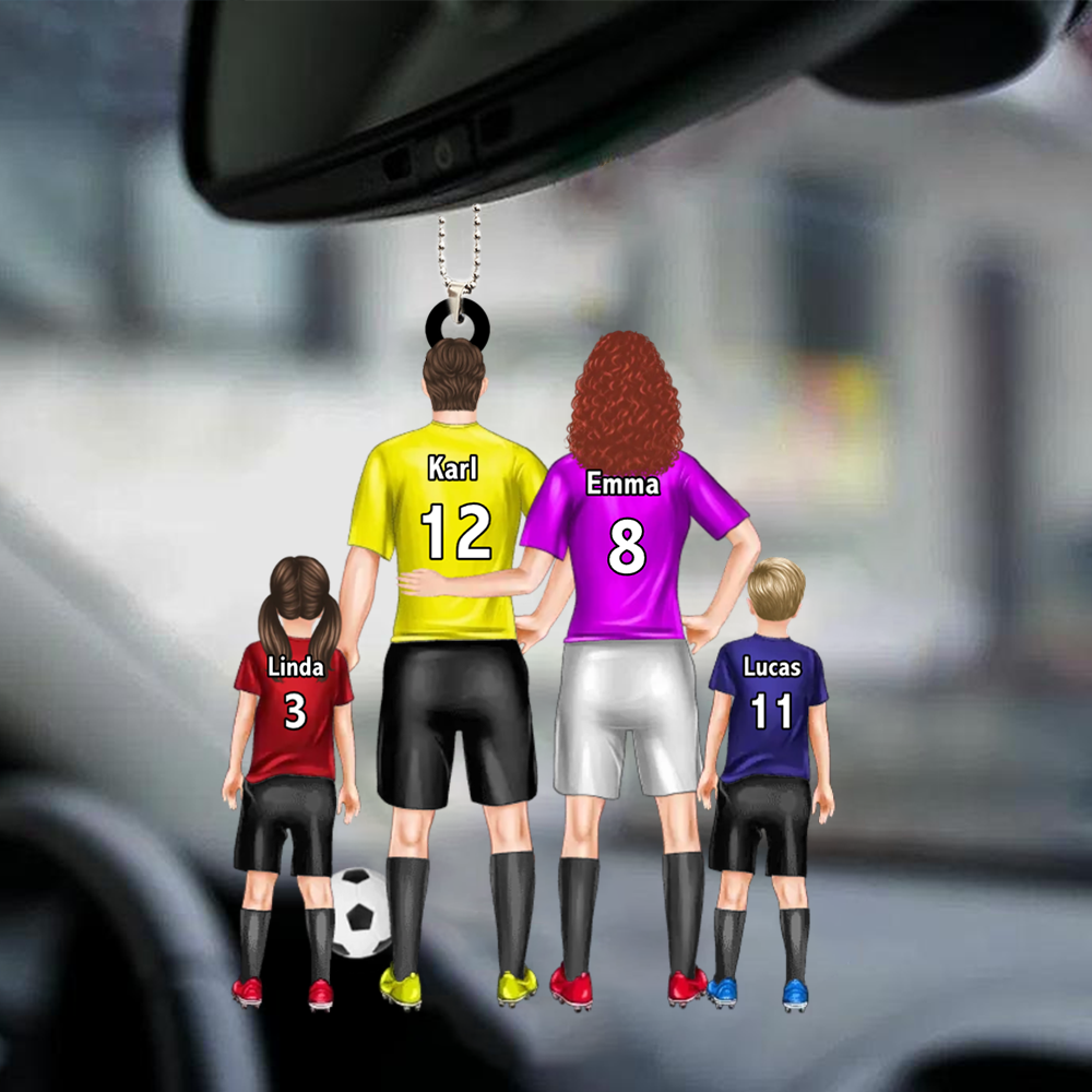 Famille de football – Pendentif en acrylique personnalisé avec parents et enfants
