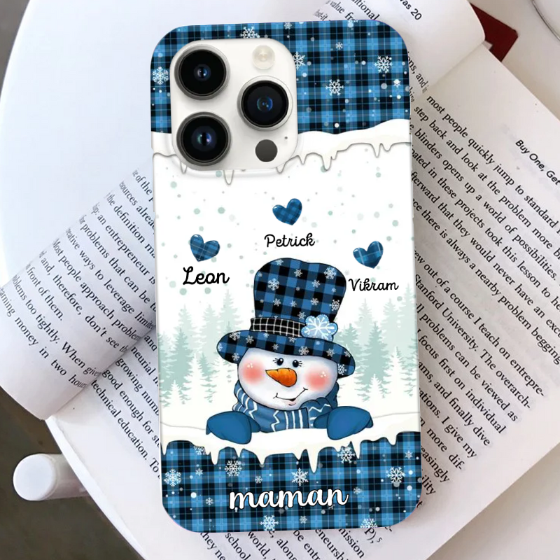 Bonhomme de neige Mamie-Etui téléphone personnalisé pour iPhone et Samsung