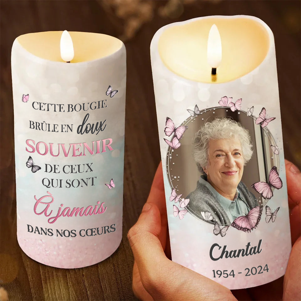 En souvenir affectueux de... – Bougie LED funéraire personnalisée avec photo