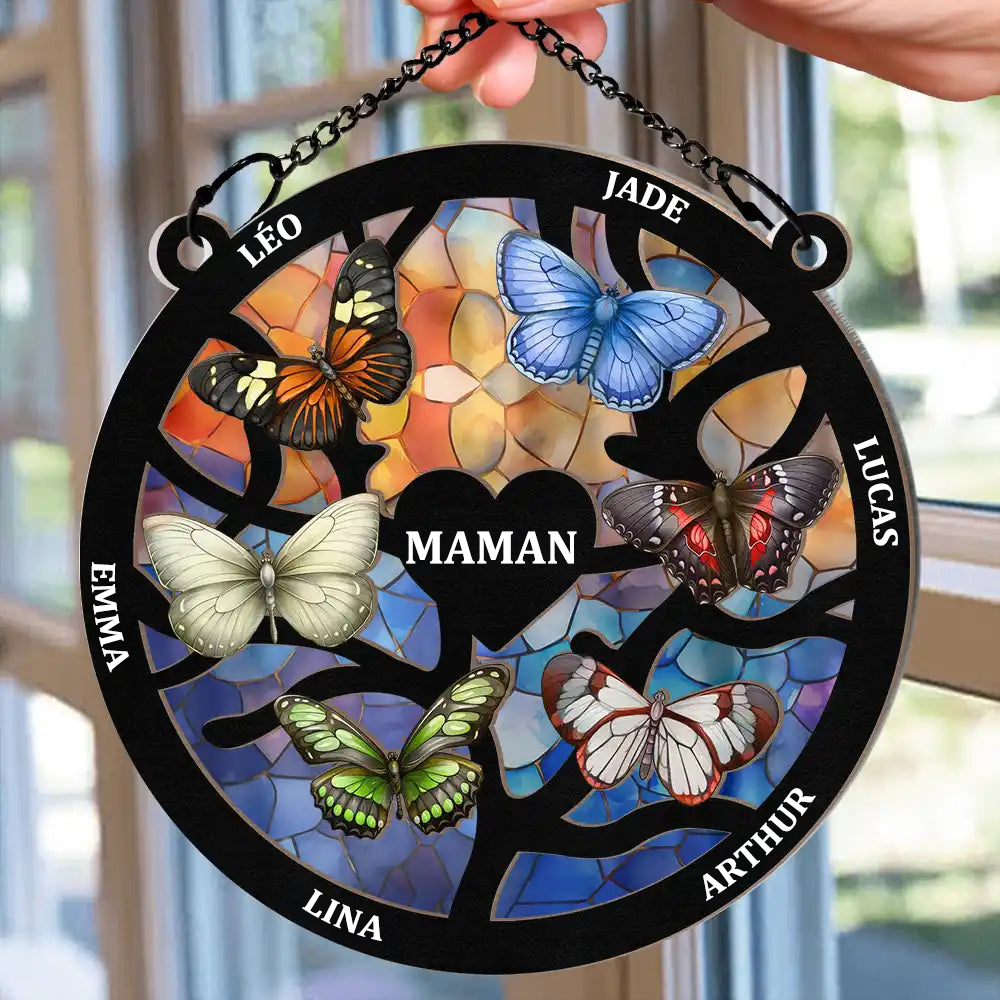 Papillons – Attrape-soleil personnalisé avec prénoms, cadeau pour Mamie, Maman et la famille