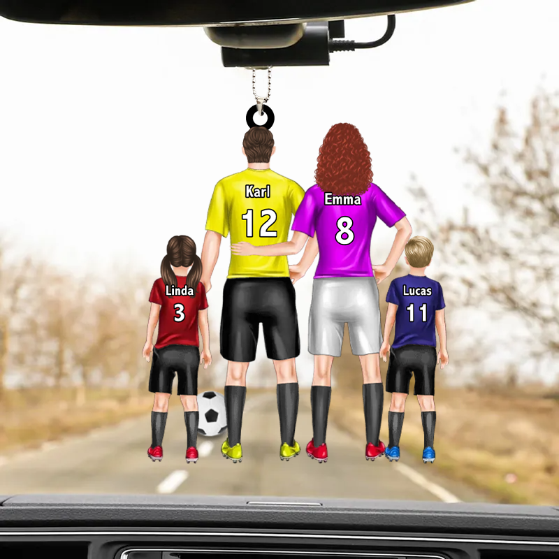 Famille de football – Pendentif en acrylique personnalisé avec parents et enfants