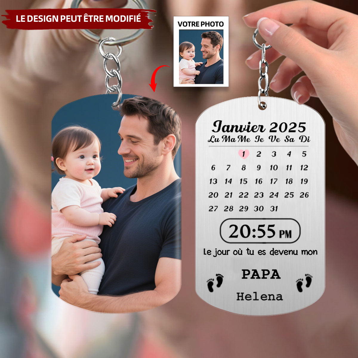 Le jour où tu deviendras mon...- Porte-clés calendrier avec photo