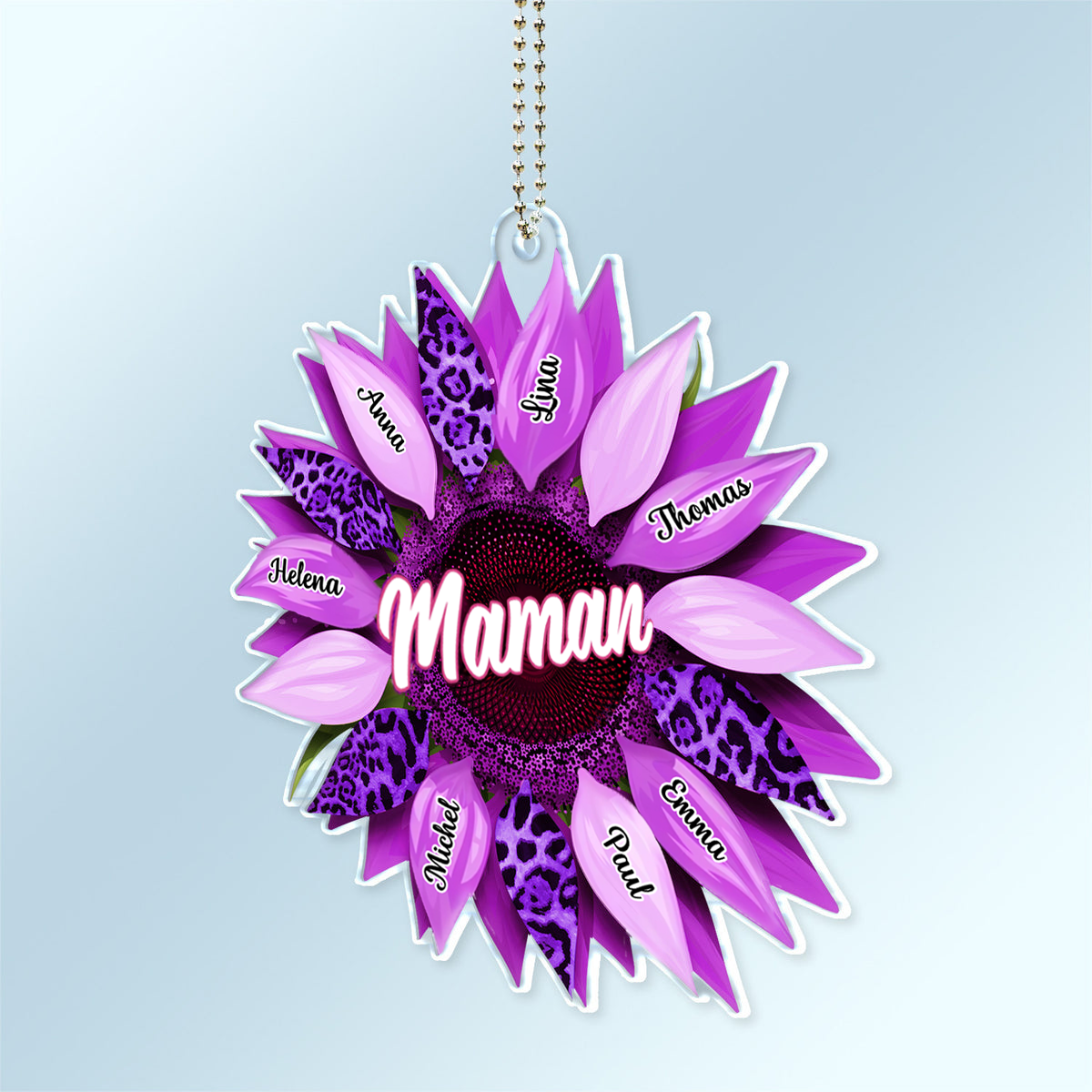 Tournesol – Pendentif de rétroviseur personnalisé en acrylique