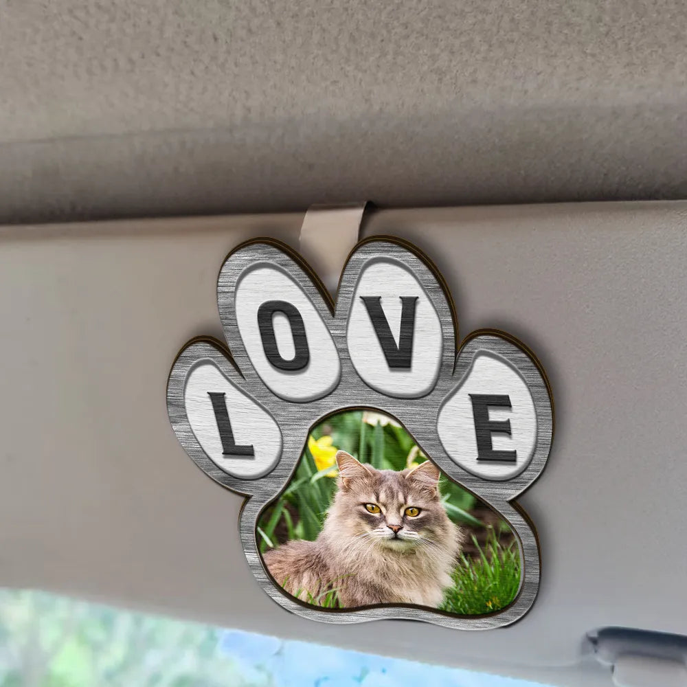 Clip pare-soleil avec photo et motif patte – Cadeau pour animal de compagnie