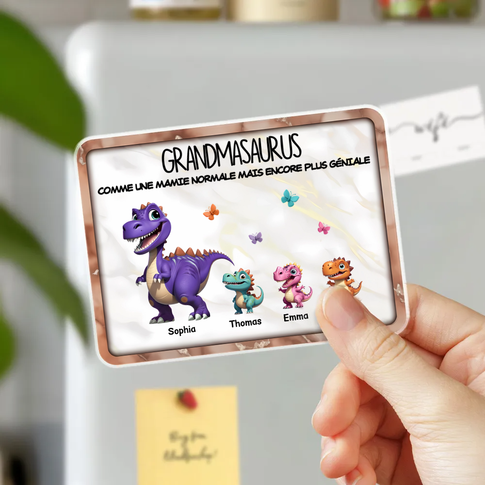 Maman/Mamie Dinosaure – Magnets de réfrigérateur en acrylique personnalisés