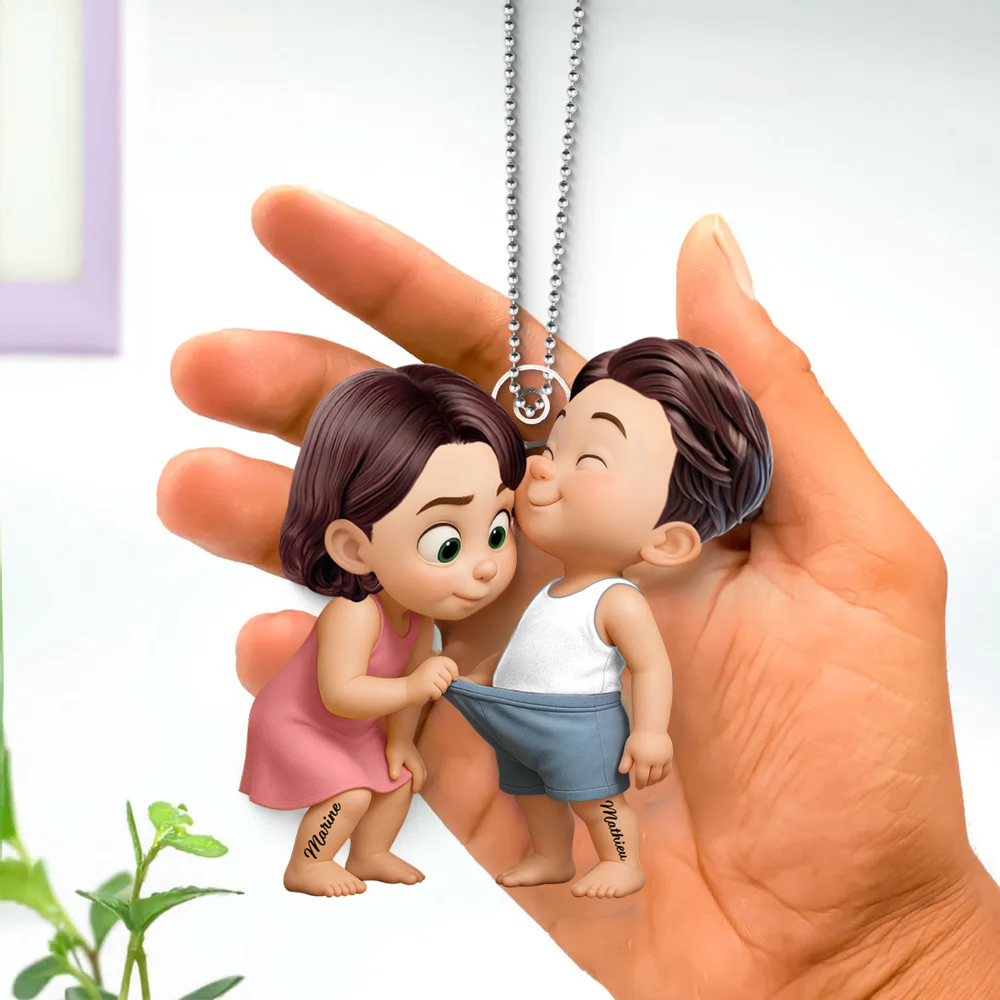 Pendentif en acrylique personnalisé avec noms, cadeau pour couple