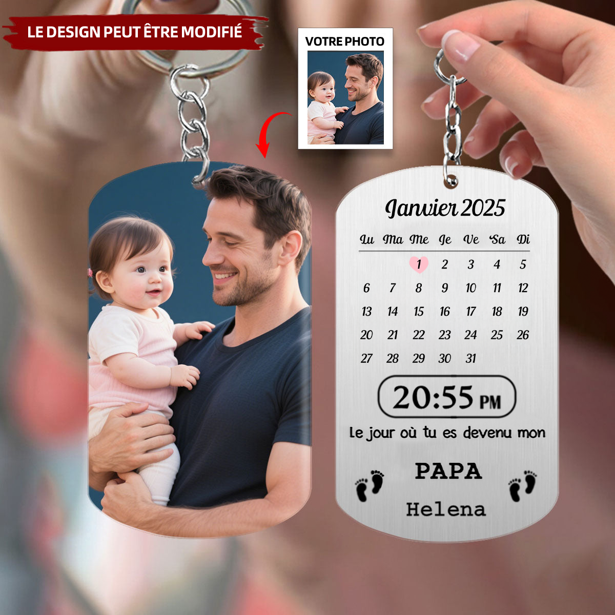 Le jour où tu deviendras mon...- Porte-clés calendrier avec photo