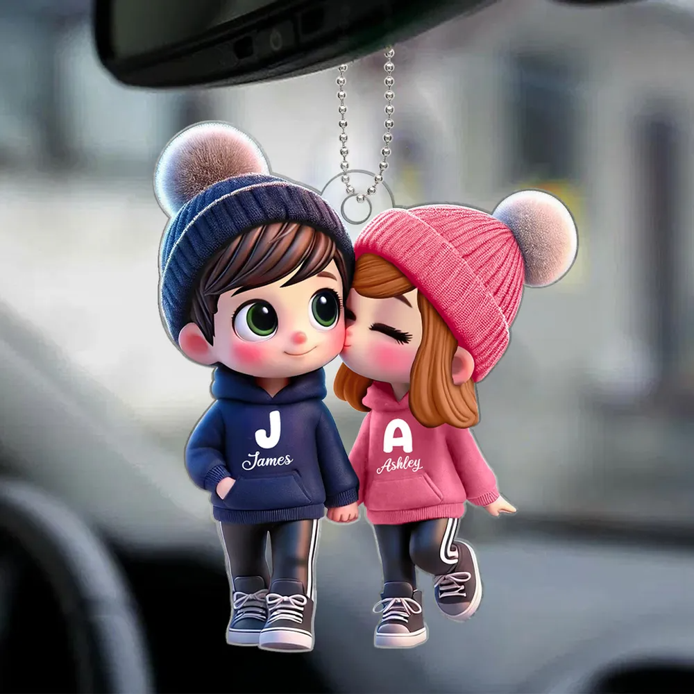 Pendentif de voiture personnalisé – Adorables amoureux