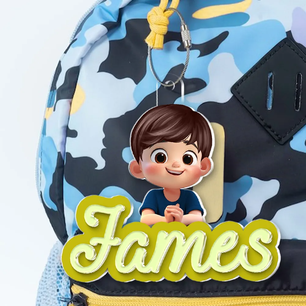 Porte-clés en acrylique personnalisé avec enfant et prénom – Cadeau pour enfants et maman