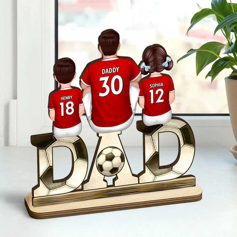 Panneau en bois personnalisé "Football DAD" – Cadeau père-enfants pour Papa