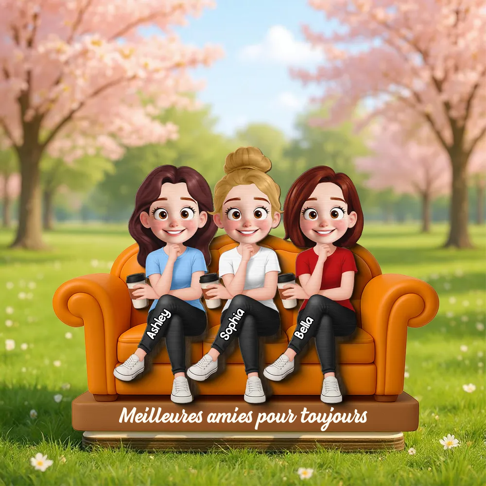 Plaque en bois personnalisée avec 2 à 5 femmes – Cadeau pour sœurs et meilleures amies
