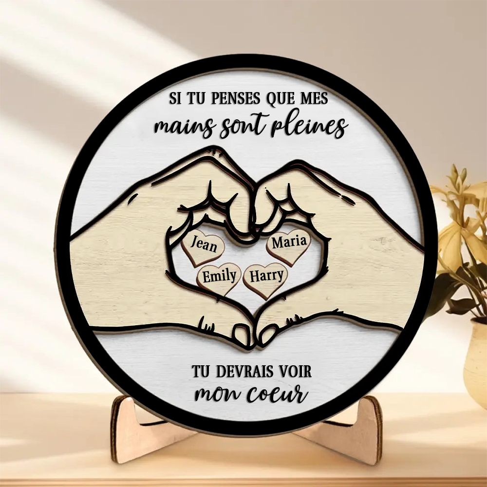Tableau en bois personnalisé pour famille, mamie et papi