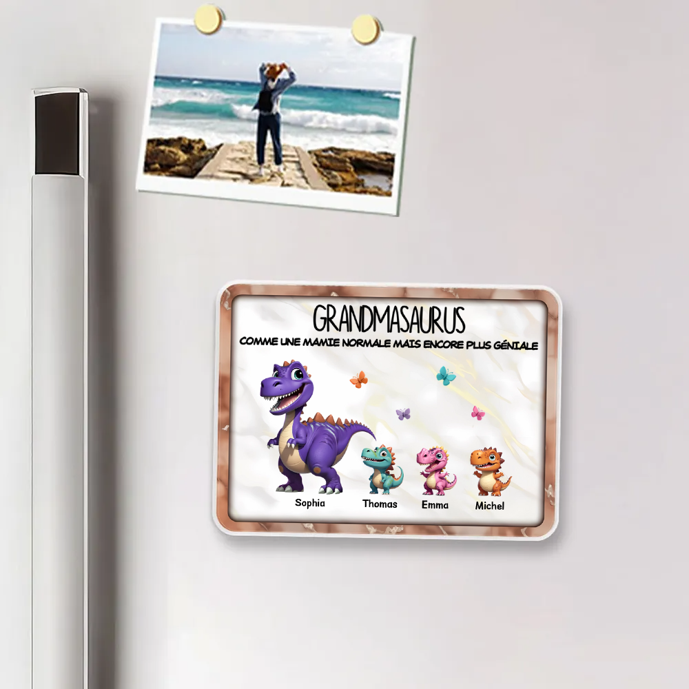 Maman/Mamie Dinosaure – Magnets de réfrigérateur en acrylique personnalisés