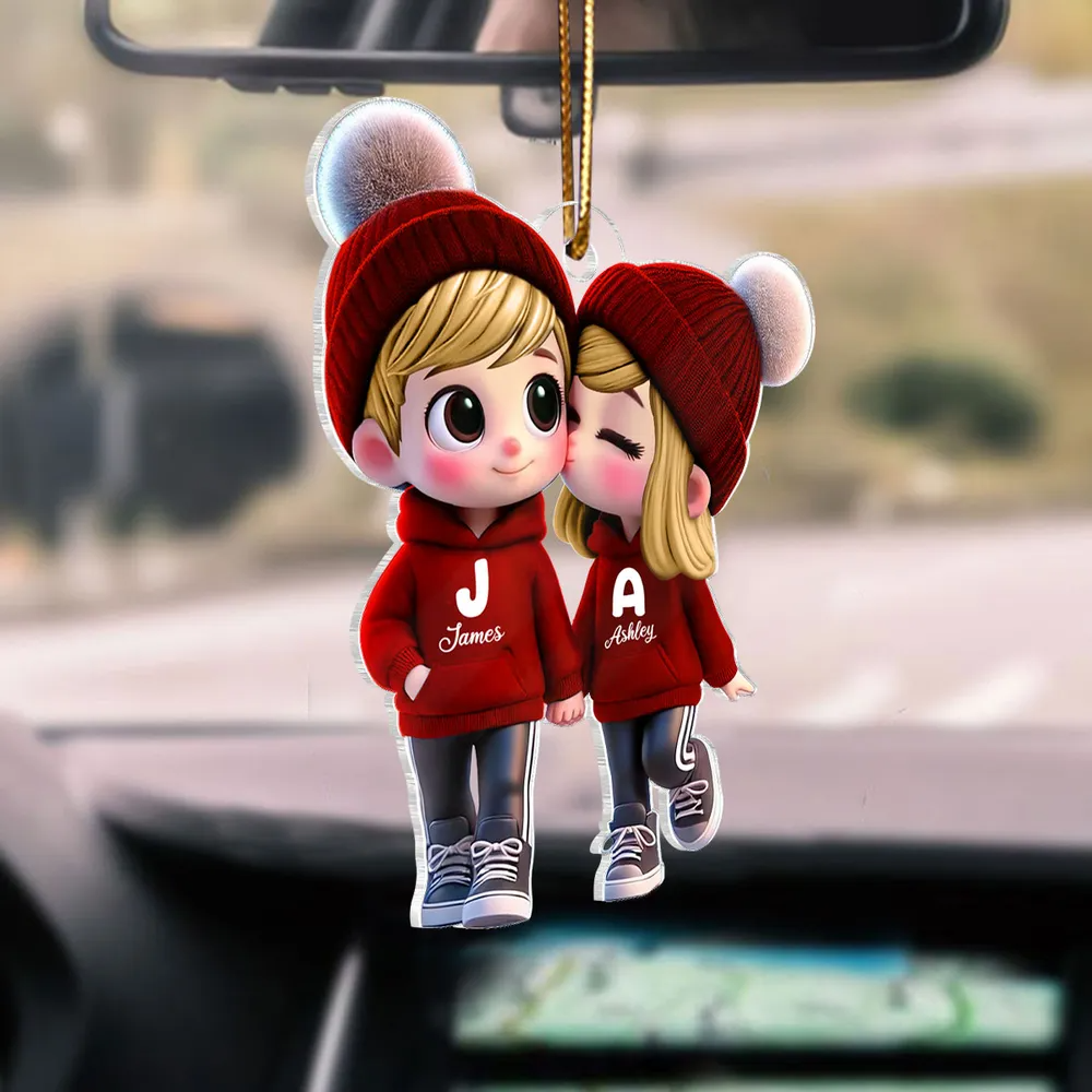 Pendentif de voiture personnalisé – Adorables amoureux