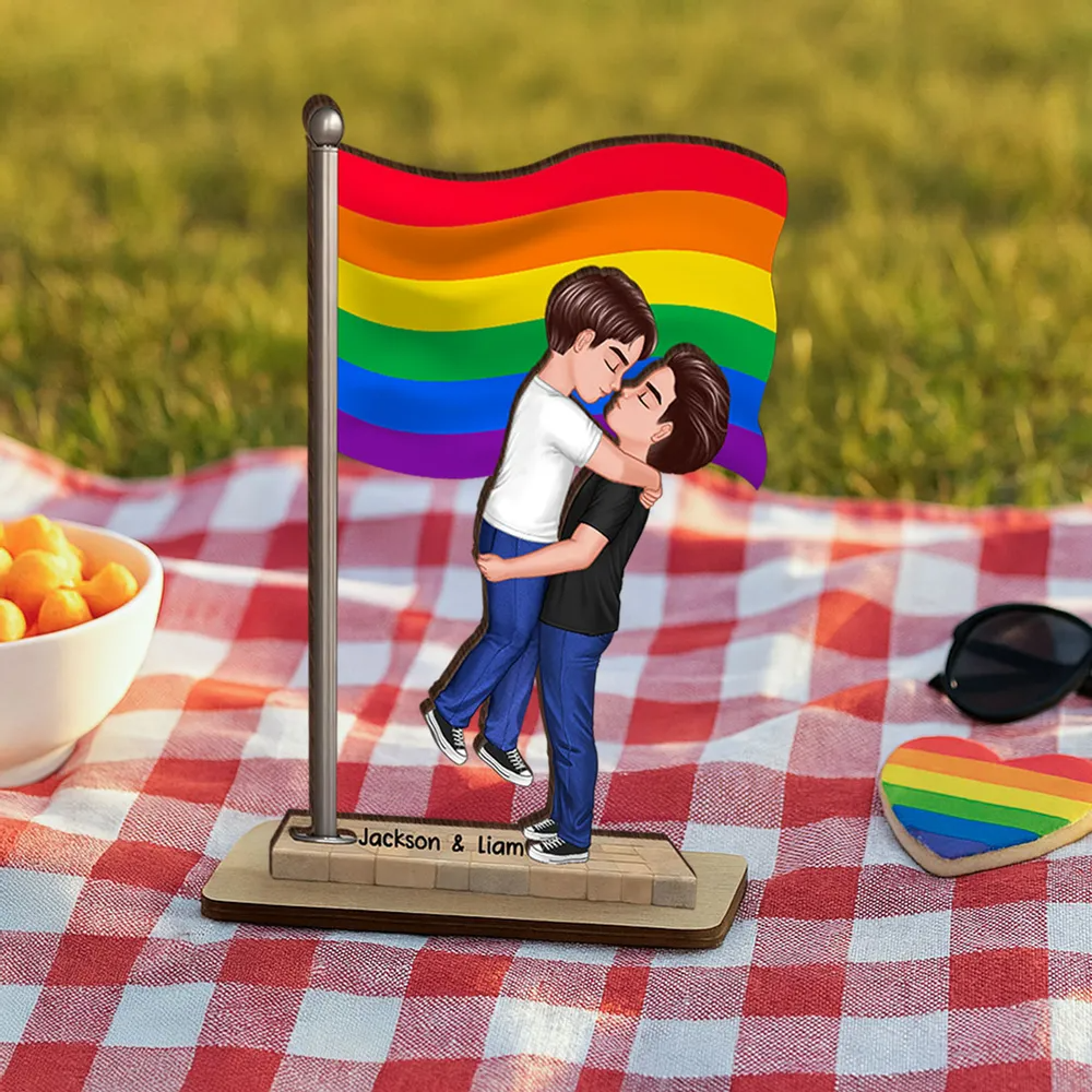 Panneau en bois personnalisé à 2 couches avec drapeau – Cadeau pour couple