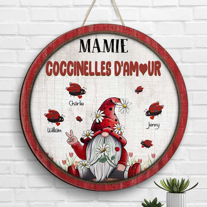 Nain et coccinelle – Panneau en bois personnalisé pour mamie