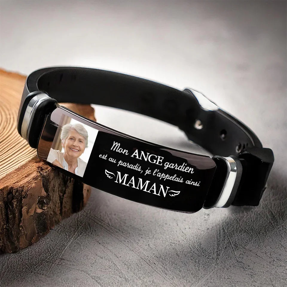 Bracelet en silicone personnalisé Ange gardien – Cadeau de deuil