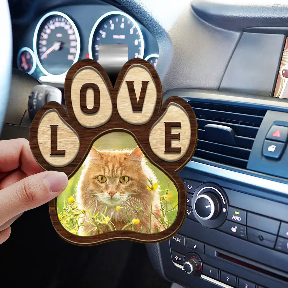 Clip pare-soleil avec photo et motif patte – Cadeau pour animal de compagnie
