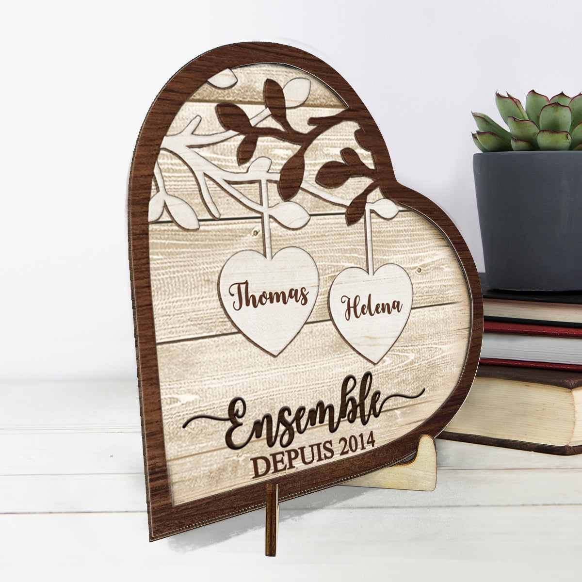 Ensemble depuis... – Plaque en bois personnalisée pour couple amoureux