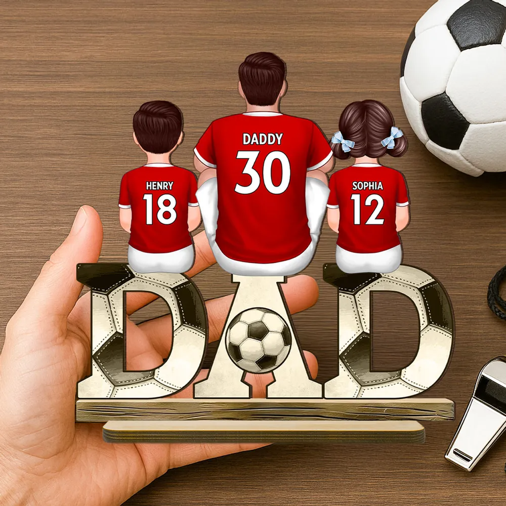Panneau en bois personnalisé "Football DAD" – Cadeau père-enfants pour Papa