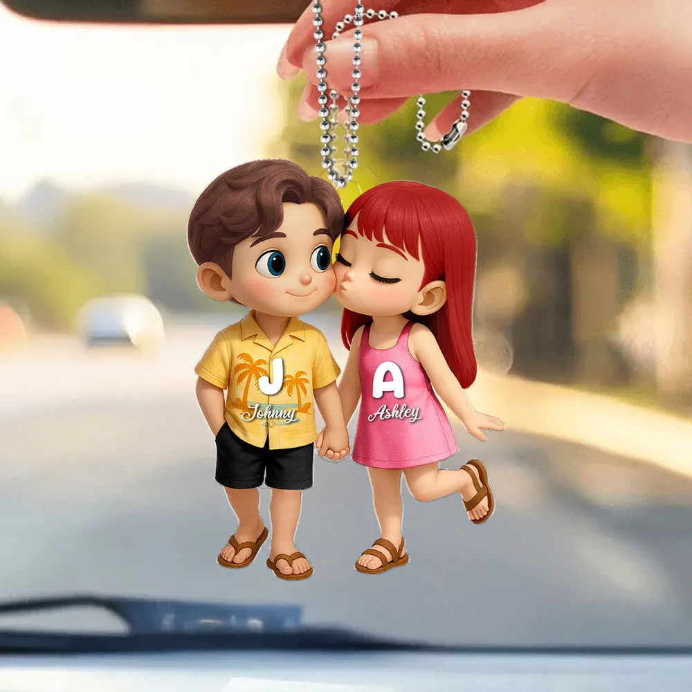 Porte-clés de voiture personnalisé en acrylique – Cadeau estival pour couples