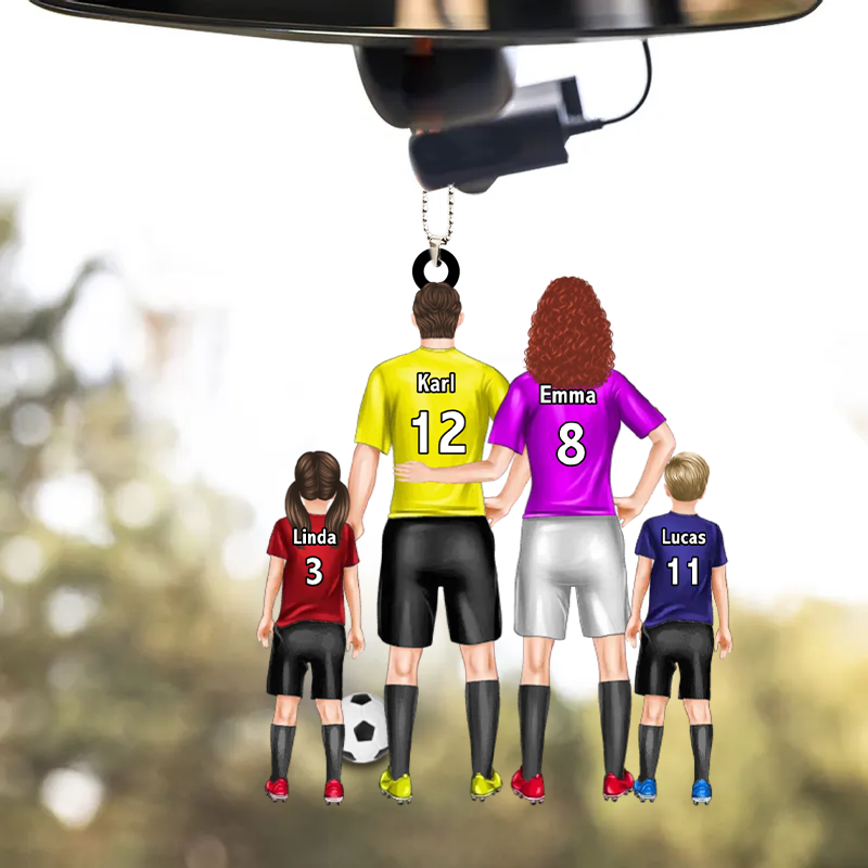 Famille de football – Pendentif en acrylique personnalisé avec parents et enfants