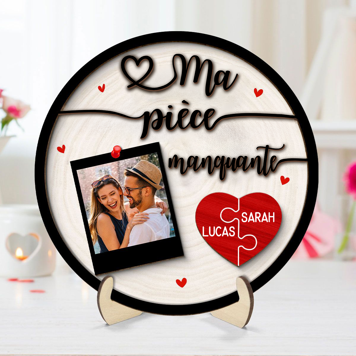 Plaque en bois personnalisée – « Ma moitié manquante » Cadeau pour couple